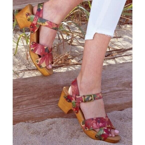 Patricia Nash Spring Summer Floral Platform Retro Clog Sandal Womens Size 8 - Picture 1 of 11